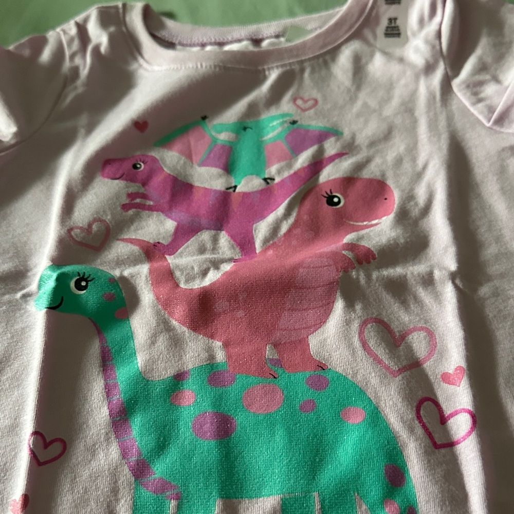 The Children's Place Pink and Teal Dinosaur Tee